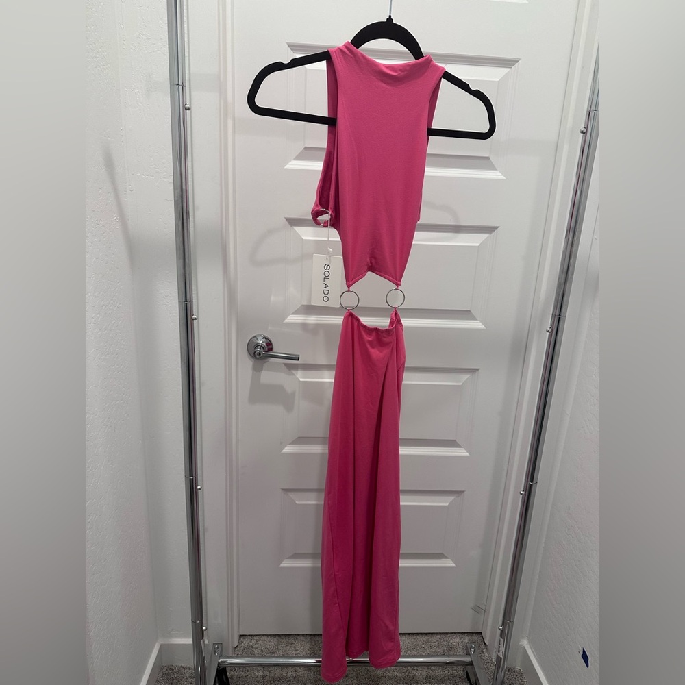 Boohoo Pink Cut-Out Maxi Dress